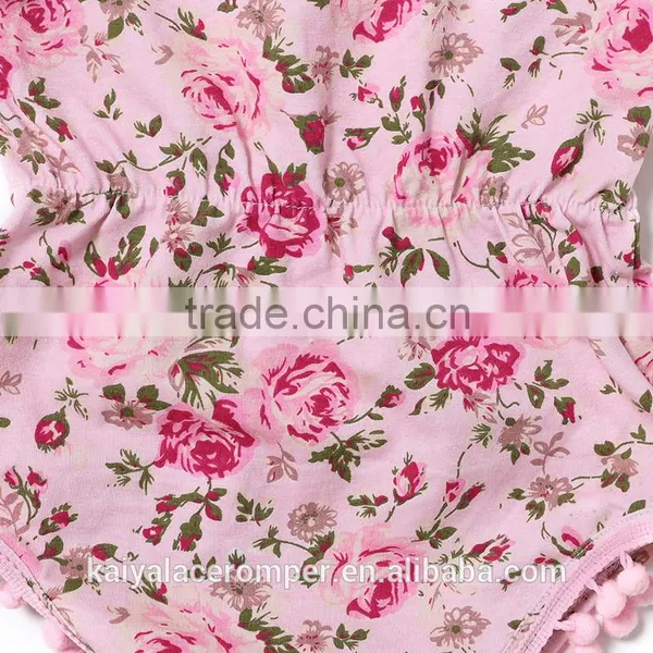 Wholesale Newborn Baby Romper Flower Cotton Open Crotch Bodysuit Infant Clothing photo-4