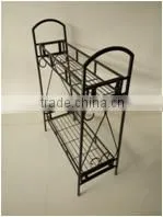 Plant Stand With Contemporary Tray Design and 2-Tier, Black photo-2