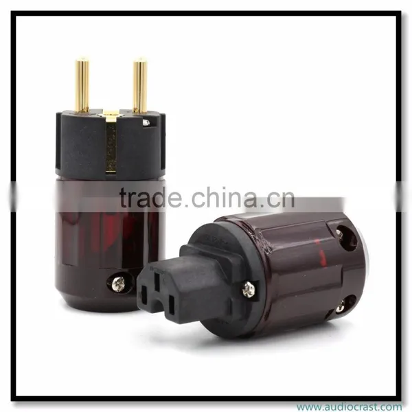 OEM/ODM Gold Plated EU Schuko Power Plug + IEC Connector For Audio