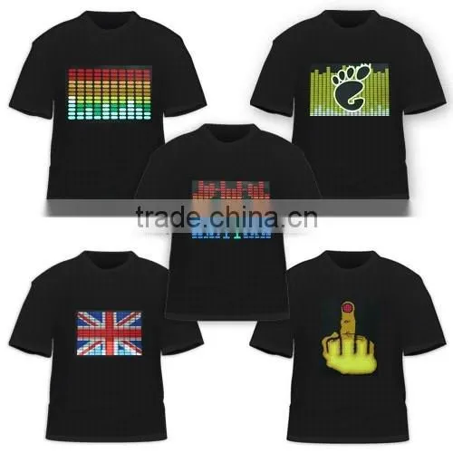 2016 Sound Activated LED T-Shirt EL Light Up Flashing Multi Design Perfect For Parties, Prom, Gifts photo-2