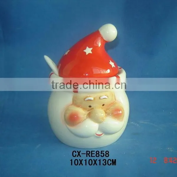 Ceramic Cookie Jar Santa Cookie Jar With Spoon
