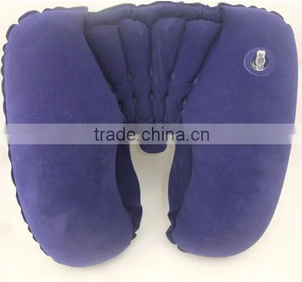 Travel Inflatable PVC Flocking Neck Pillow With Bag /custom Logo Print/U-shape photo-6