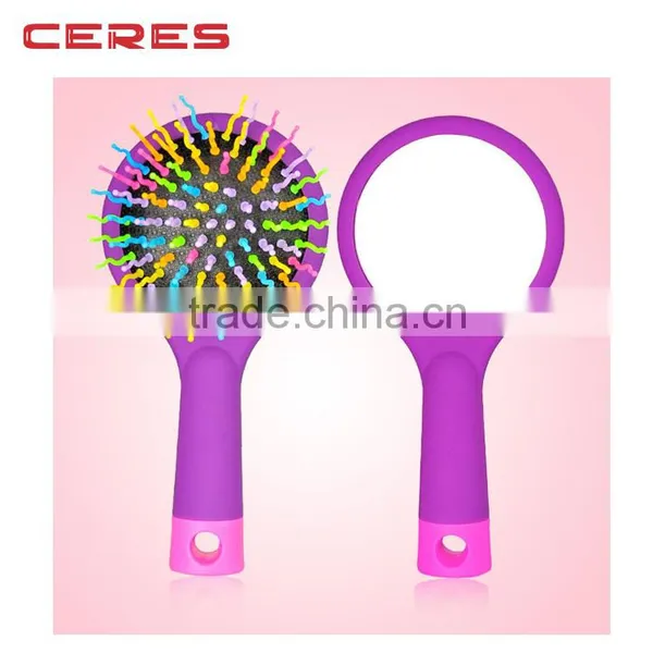 Abundant Hair & Antistatic Detangling Comb Eyecandy Rainbow Wave Curly Plastic Hair Brush photo-4