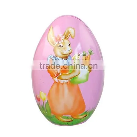 Decorative Easter Egg Shape Uesd Tin With Bright Color and Fancy Pattern Tin Gift photo-4