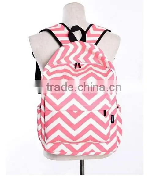 4 Colors Stripe Chevron School Backpack Bookbag For Unisex photo-4
