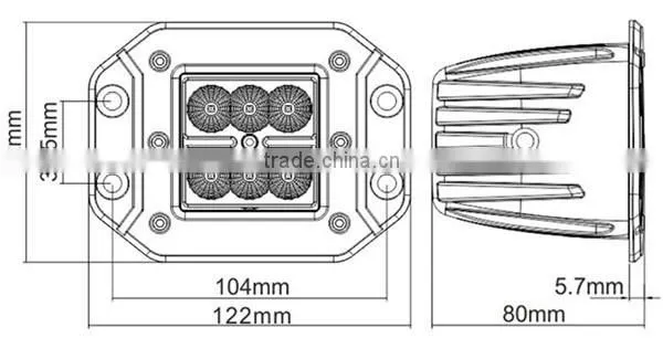 12V 24V Flush Mount 18W Led Work Light With Sopt/Flood Beam for Jeep Wrangler, SUV, Truck photo-2