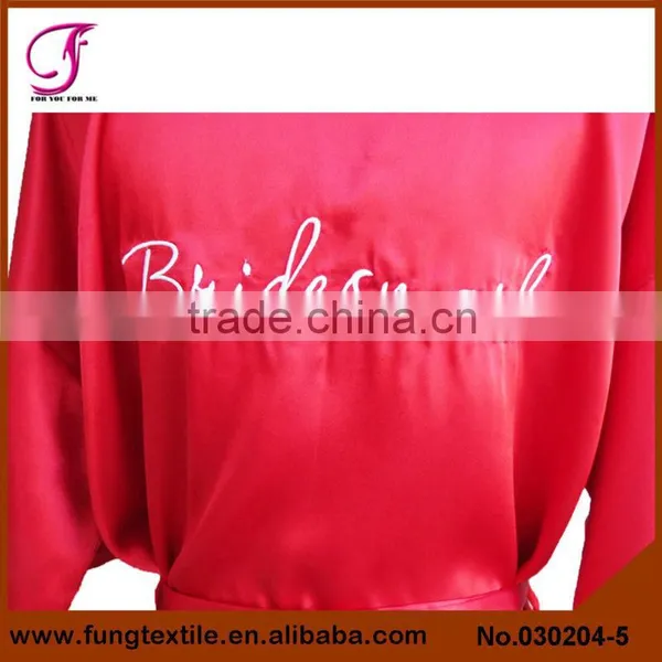 030203 Short Design Embroidered Words Personalized Silk Satin Woman Short Robe photo-6