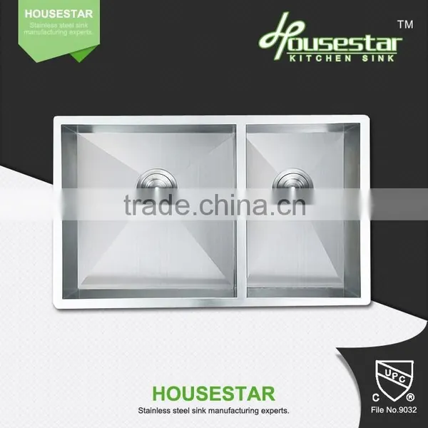 Factory Wholesale Stainless Steel Sink R10-3219 Cheap Undermount Sinks Handmade Undermount Corner Kitchen Sinks With Double Bowl photo-6