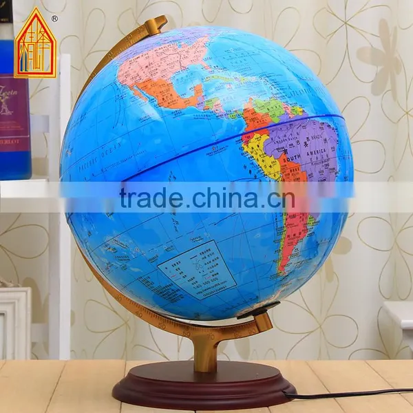 32cm PVC World Globe Plastic Globe Iron Ruler Wooden Base Administative Map Globe