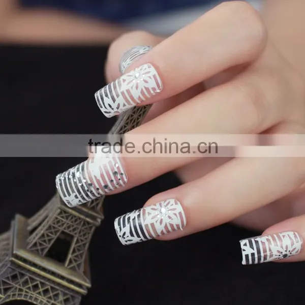 Beuaty Sticker Nail Printing Plate Nail Vinyl Stencil White Lace Elegant Nail Wrap for Beauty Women photo-3