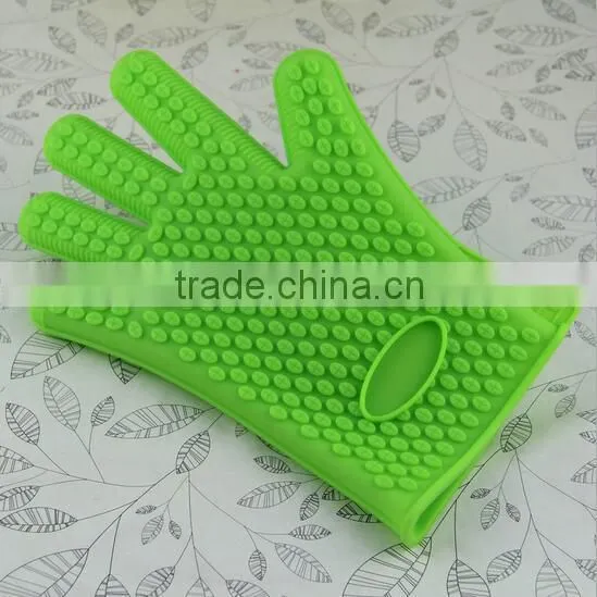 High Quality Kitchen Heat Resistant Silicone Glove/ Oven Pot Holder Baking BBQ Cooking Mitts photo-3