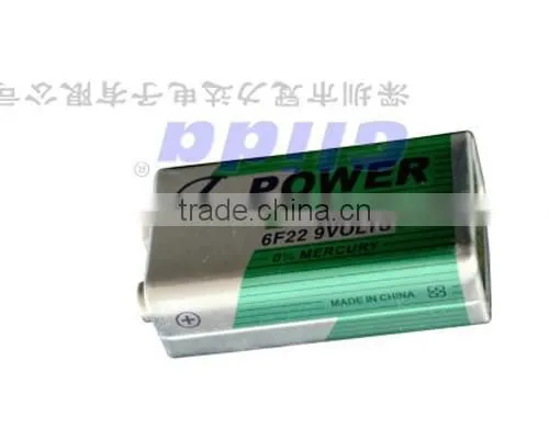 Common Used 6F22 9V Carbon Zinc Manganese Dry Cell for Instrument and Meter