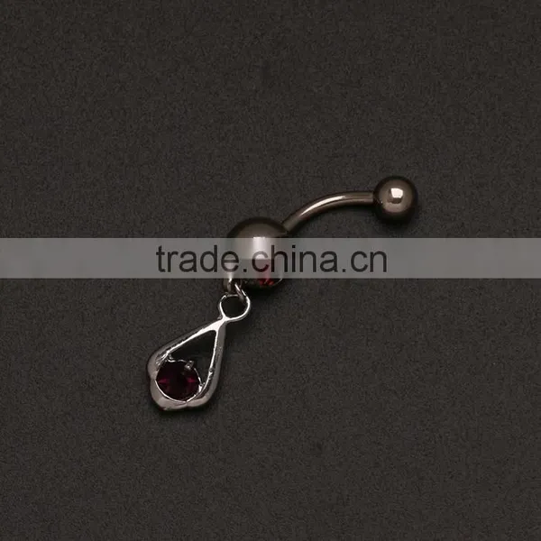 Fashionable 14 Gauge Surgical Steel Gem Paved Body Jewelry Vibrating Navel Rings photo-2