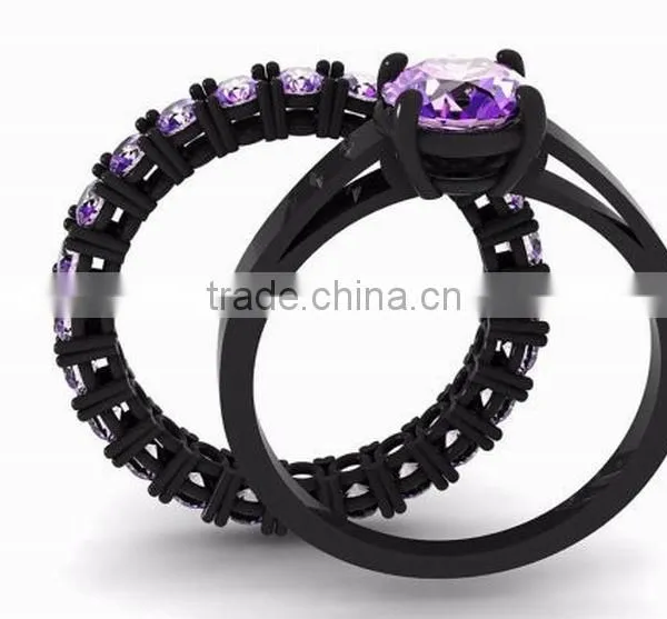 Simple Design Antique Ring Amythest Couple Ring Sets For Lovers photo-2