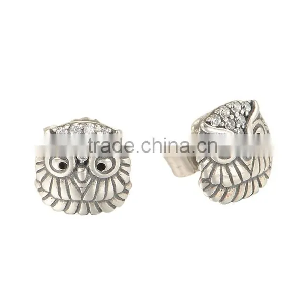 ER1016 Wholesale Solid 925 Sterling Silver Owl Earrings For Women Jewelry photo-2