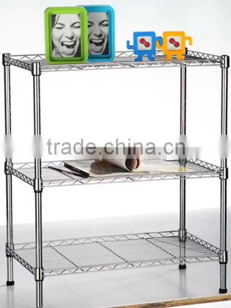 3 Tiers Steel Metro Shelf ;Steel Wire Shelf System With Chrome Finish photo-2