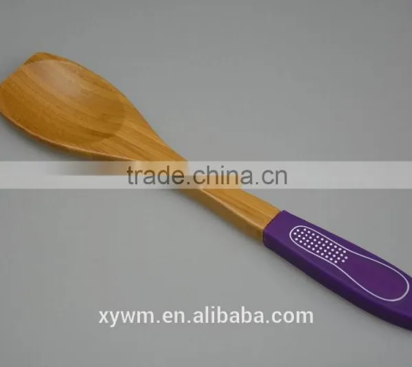 2015 Best Christmas GiftColorful Silicone Handle Bamboo Wooden Spatula and Spoon Set photo-3
