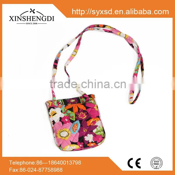 SQ140 SD1405 2016 Wholesale Floral Printing Quilted Fancy Cotton Mini Wallet Phone Purse