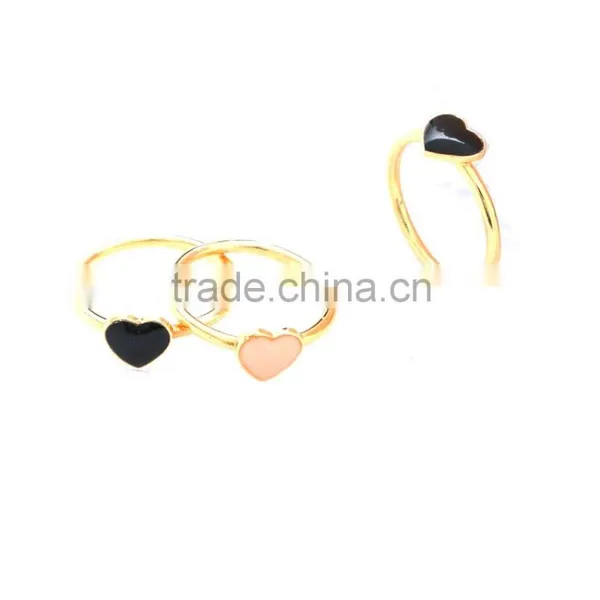 Minimalist Gold Tone Stainless Steel Enamel Heart Girls Friendship Rings