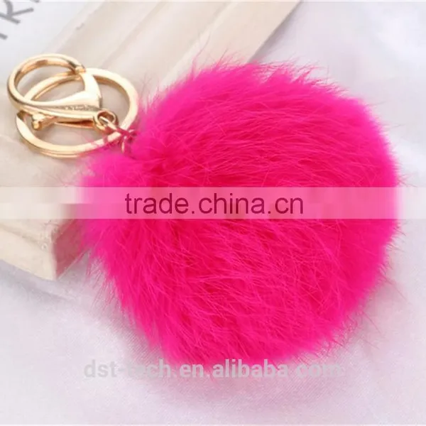 2017 New Trinket Keychain Pompons Rabbit Fur Fluffy Pom Pom Key Chains for Cars Keyrings photo-4