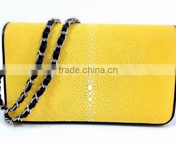 MODERN LADIES BAGS, STINGRAY SHOULDER BAGS WITH NON RUSTY CHAIN SHOULD STRAP, HIGH QUALITY GENUINE SAND POLISHED STINGRAY BAGS