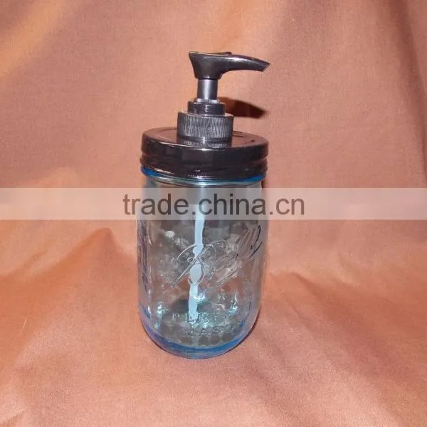 Vintage Mason Jar Soap Dispenser With Antiqued Black Lid & Pump photo-5