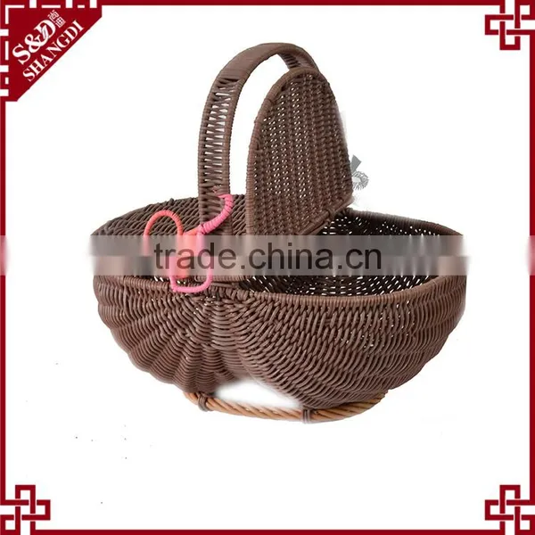 S.D Washing Plastic Rattan Fruit and Gift Basket With Single Handle photo-3