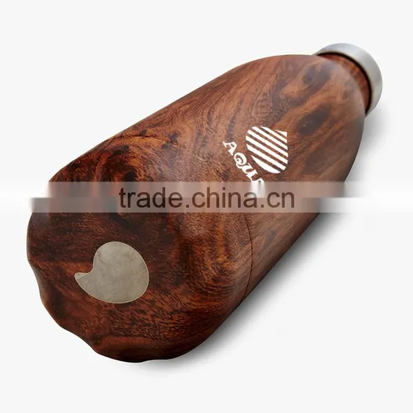 Double Wall Vacuum 25 oz Insulated Stainless Steel BPA Free Water Bottle Wood Grain Fit Cup Holder photo-4