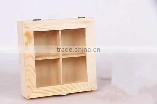 Recycled Wooden Tea Storage Box With Clear Glass Lid photo-3