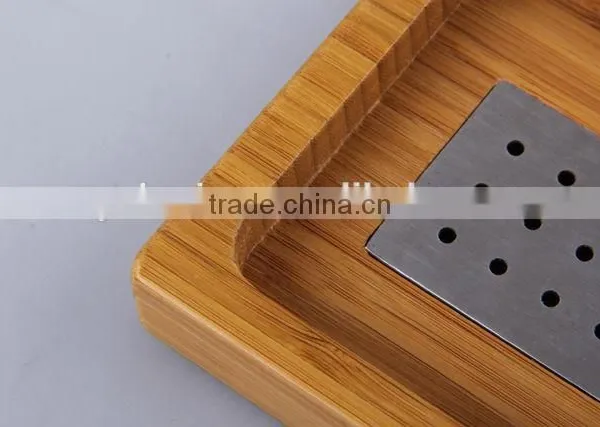 Square Bamboo and Stainless Steel Soap Dishes photo-2