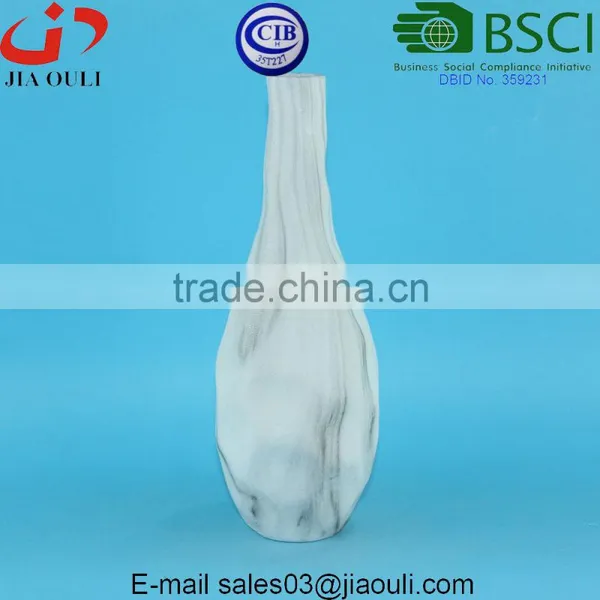 New Design Water Transfer Printing Ceramic Home Decor Vase White Marble Color photo-3