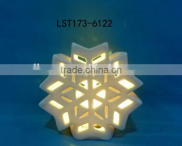 White Bisque Ceramic Christmas Tree Ornaments Wiht Led Light photo-4