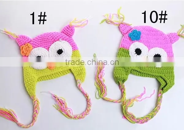 2015 Kids Owl Animal Hat Winter Crochet Hats Handmade Cartoon Knitted Hat photo-3