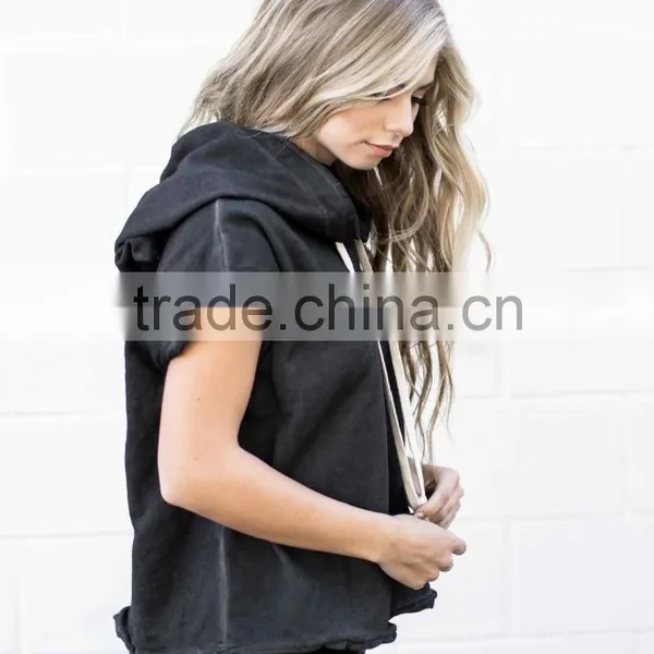 Unisex Sleeves Shirt Polo Hoodies Women Short Dolman Sleeve Oversized Boxy Hoody Sweater Streetwear Hoodie photo-4