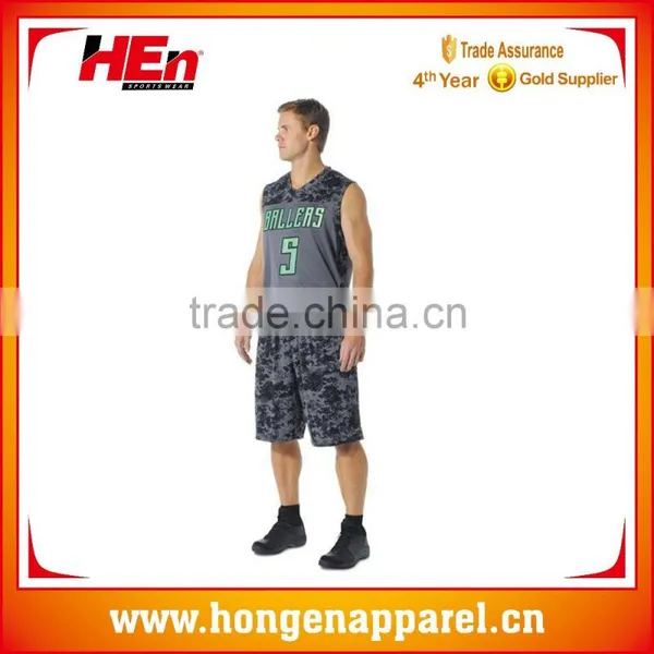 Hongen Apparel Custom Heat Transfer Custom Basketball Uniforms Thermal Transfer Camo Basketball Jersey