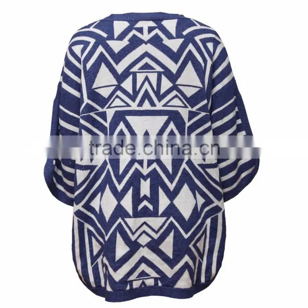 Women's o Neck Geometric Pattern Knitwear With Bell Sleeves photo-2