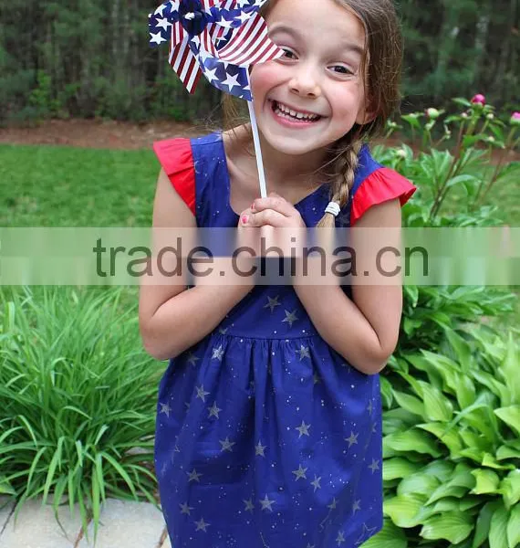 4th Of July Girls Cotton Frock Designs Ruffled Dress Summer photo-5