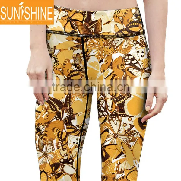 OEM Design And Brand Fitness Wear Butterfly Polyester Women Yoga Clothes Sets photo-5