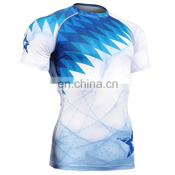 Custom Blank Fitness Wear Short Sleeve Training Clothing Gym Wear Compression Tights Rash Guard Swim photo-5