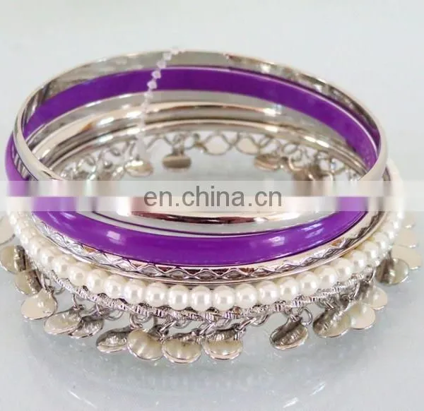 Wholesale Purple and Silver Coin Imitation Bracelet Bangles-party Wear Bracelet-Indian Fashion Costume Bracelet photo-2