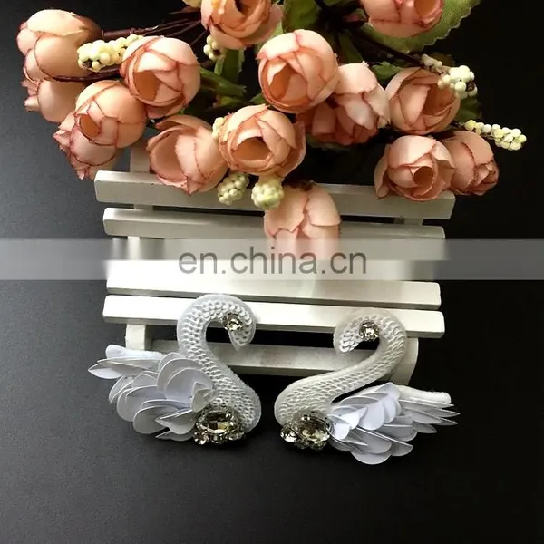 High Grade Handmade Decorative Beaded Rhinestone Sequins Swan Patches for Clothing photo-3
