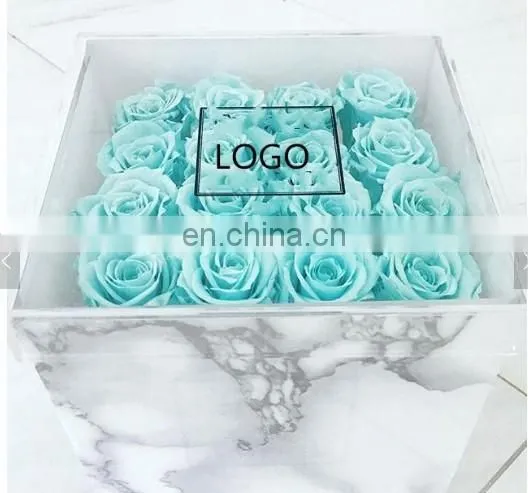Creative Marble Acrylic Flower Box ,beautiful Rose Flower Marble Gift Box photo-3