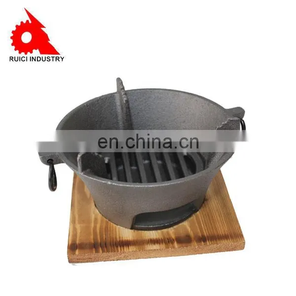 Round Cast Iron Camping Stove With Frying Pan Charcoal Portable Bbq Grills photo-3