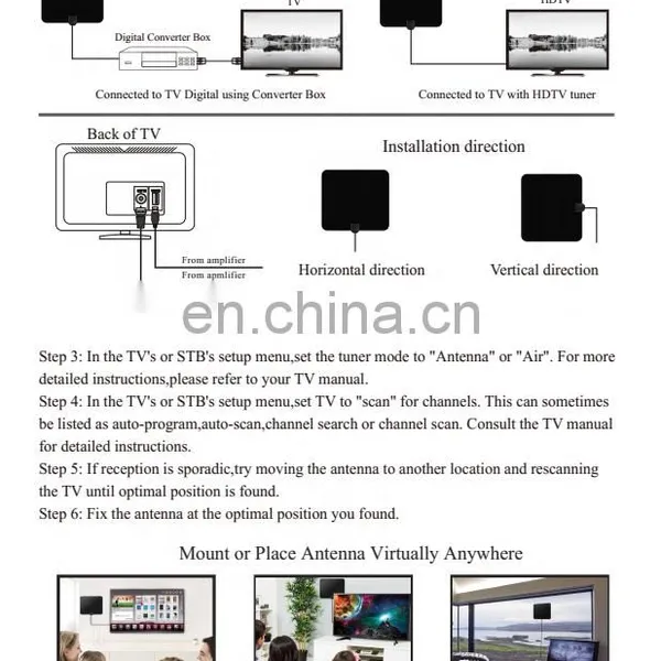 50 Miles Amplified HDTV Digital Indoor UHF Antenna With Coax Cable photo-4