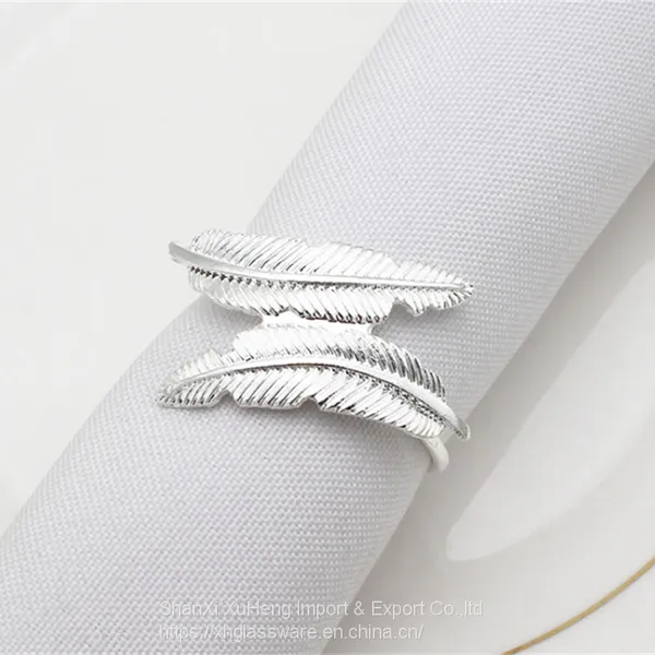High Quality Metal Decorative Tabletop Tissue Holder Leaf Design Fancy Napkin Ring photo-2