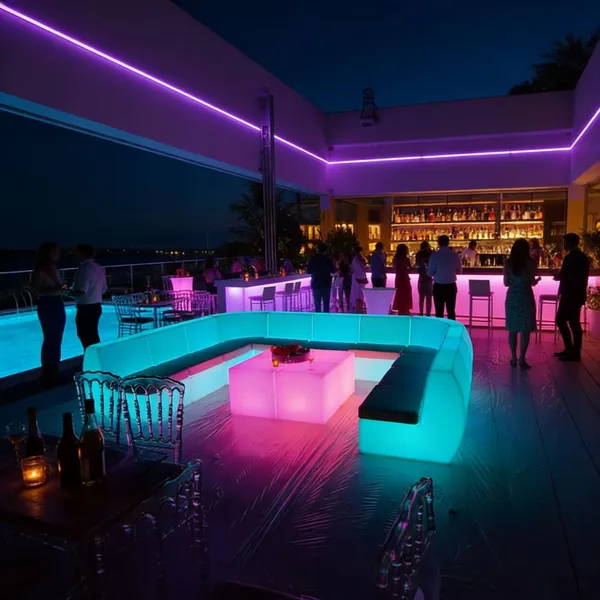 LED PE Plastic Portable Outdoor Commercial Bar Sofa Set With Illuminated Design for Night Club Lounge Modern Furniture photo-5