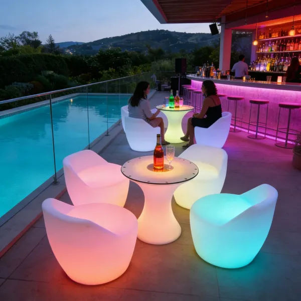 IP65 Waterproof Luminous Table Chair Set 16 Color Changing Design Fit for Outdoor Events Hotels Bars photo-3