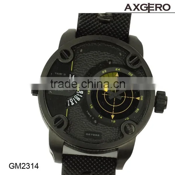 2015 Popular Alloy Case Good Quality Leather Watch With Date Sprots Watches for Men photo-2