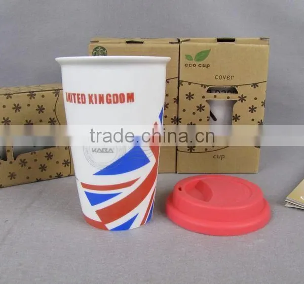 Ceramic Mug With Silicone Lid,ceramic Mug With Silicone Sleeve,ceramic Double Wall Mug photo-3