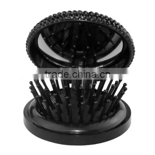 2-in-1 Bling Bling Folding Makeup Mirror With Massaging Hair Brush photo-4